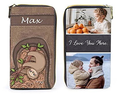 Glooraca Cartera de Fotos Personalizada para Mujer con múltiples Ranuras para Tarjetas, Cartera de Piel de Gran Capacidad, Cartera de Piel Personalizada para Dama (D)