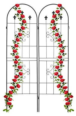 Relaxdays Rankgitter, 2er Set, HxB 180 x 50 cm, Metall, Rankhilfe für Kletterpflanzen, freistehend, zum Stecken, schwarz