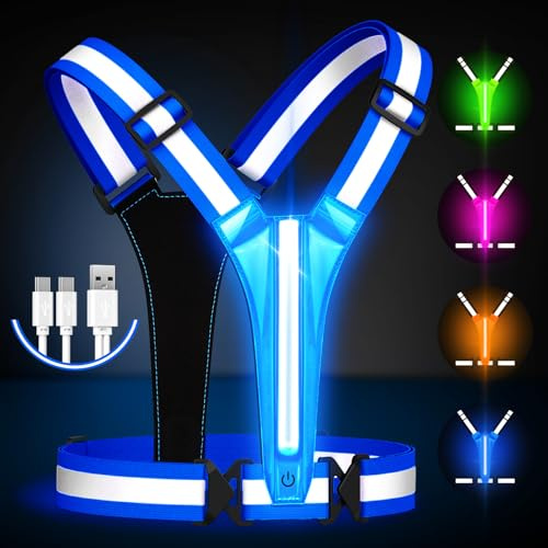 Fokia Kunbio Gilet Riflettente Running - LED Gilet Riflettente per Bicicletta, Lampada da Corsa, Gilet Fluorescente di Sicurezza, Gilet Luminoso per Bicicletta, Lampada da Jogging (Blu)