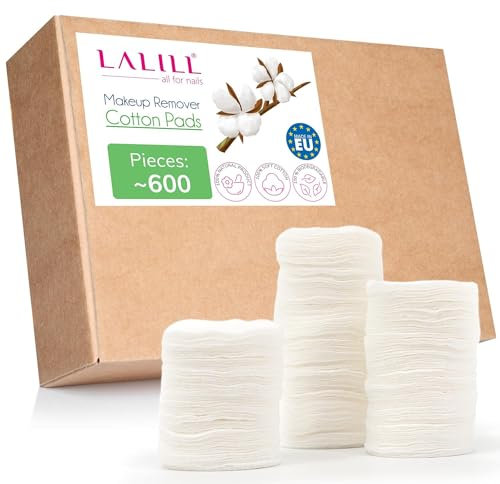 LALILL Wattepads aus Baumwolle 600 Stück - Fusselfreie Abschminkpads - Effektive Gesichtsreinigung Für Sie - Kosmetikpads Geeignet Für Empfindliche Haut - im Beutel - Für Make Up, Salon, Lotion