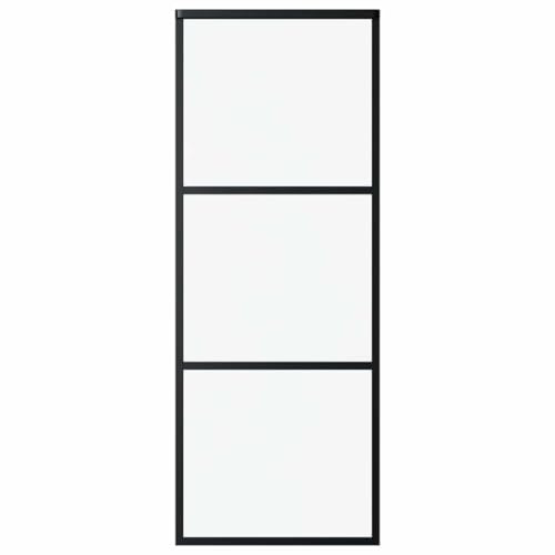 vidaXL Sliding Door 3-Panel ESG Glass and Aluminium 76x205 cm Black
