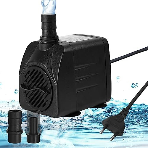 flintronic Mini Bomba de Agua, 16W/800L/H para Acuario con 2 Boquillas, Altura máxima 1.6m, Sumergible para Fuente de Estanque, EU Enchufe