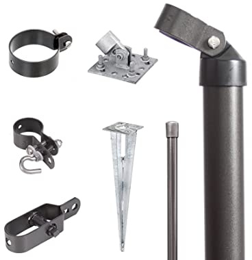Alberts 634391 Zaunanschluss-Set Wellengittertor an Maschendrahtzaun | Set,2s | zinkphosphatiert anthrazit-metallic | mit Einschlag-Bodenhülse | Torpfosten-Ø: 60 mm | Zaunhöhe: 800 mm