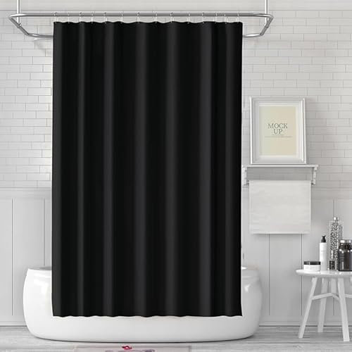 LUKDUNG 180x180 Badevorhang, Duschvorhang Anti-schimmel in Badezimmer, Vorhang für Badewanne Dusche aus Kunststoff Wasserdicht Waschbar, Waschbar PEVA Shower Curtain mit 12 Duschvorhangringe Schwarz