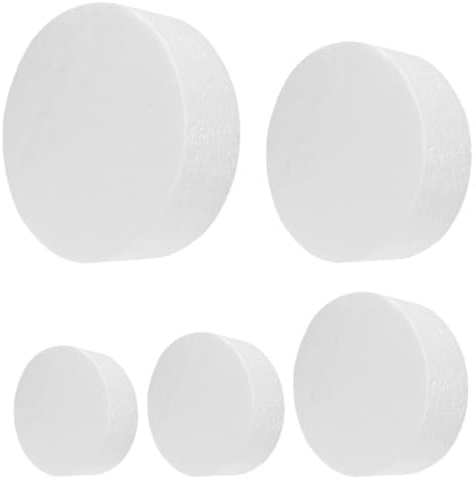 BESTonZON 5 Stücke Styropor Torte 5 stöckig Runde Kuchen Cake Scheibe Zylinder Tortendummy Schaum Formen Skulptur Modellierung DIY Hochzeit Kuchen Dekoration Ornamente
