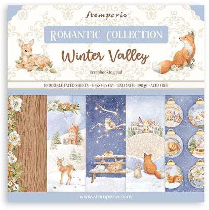 Stamperia Scrapbooking Pad 10 Blatt 30,5 x 30,5 (12x12) Winter Valley