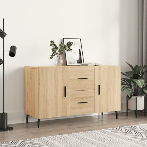 FENLAX Sideboard Kommode Buffetschrank Freistehender Akzentschrank Modernes Sideboard Mit Viel Stauraum Standschrank 100x36x60 cm Sonoma-Eiche