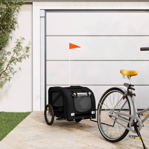 FENLAX Fahrradanhänger Hunde Schwarz Oxford-Gewebe und Eisen 133,5x69x73,5cm Haustieranhänger Fahrrad Hundeanhänger Haustier Fahrradanhänger Hunde-Fahrradanhänger für Hunde und Andere Haustiere