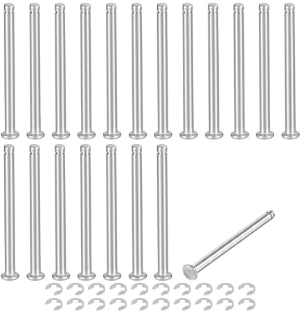 QUARKZMAN 20Set M4x50mm Perno Posizionamento Cilindrico Elastico Albero Acciaio Inossidabile 304, Perno Posizione Cilindro Cerniera Scanalato Testa Piatta con Ring Fissaggio Clip E, Argento