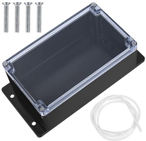 Scatola di derivazione, scatole di giunzione, scatola elettronica impermeabile IP65 esterna da parete, scatola di collegamento con orecchio fisso (nera Copertina chiaro con orecchie, 200x120x75mm)