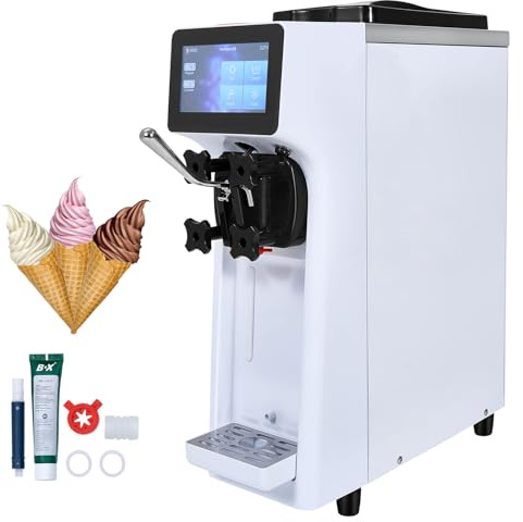 VEVOR Máquina de Helados Comercial 10 L/h 900 W Sabor Único Máquina de Helados Italiana Tolva de Acero Inoxidable 4 L Preenfriamiento Automático de Pantalla Táctil para Restaurante Bar Mercado Tienda