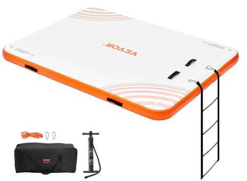 VEVOR Pontile gonfiabile galleggiante, piattaforma gonfiabile da 2,8 x 1,8 m, antiscivolo, con scala staccabile e borsa per il trasporto, piattaforma galleggiante per oceano, piscina, spiaggia