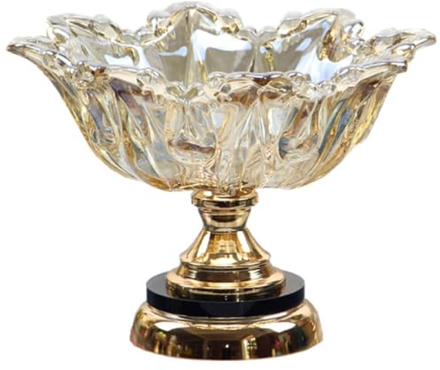 JUNYFFF Obstschale Für Küchentheke, Glas Obstkorb, Standfuß Obstschale, Dekoschale Obstkörbe Für Tischarbeitsplatte, Esszimmer, Wohnzimmer Dekor, Golden