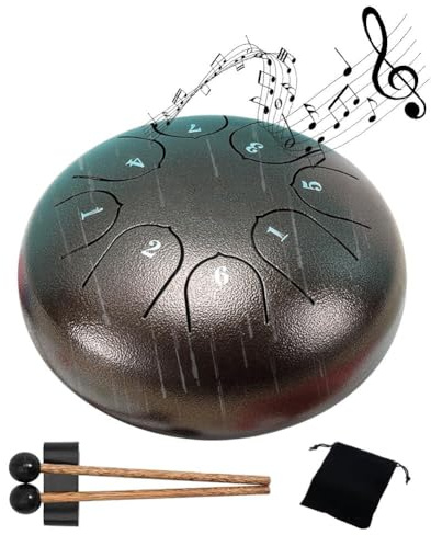 1 x Regentrommel aus hochfestem Karbonstahl für Yoga, Meditation, Regen, Mini-Trommel, Musikinstrument, T3 x 8