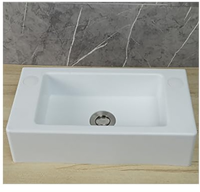 XRB2050 Lavabo in Resina per Bagno, 40x20x11cm/16x8x4inch Mini Angolare Rettangolare Sul Piano di Lavoro | A Parete per Guardaroba WC 75cm Conduttura Fognaria