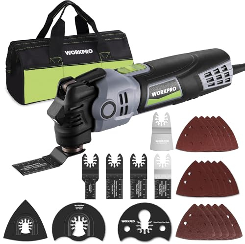 WORKPRO Multi Tool 400W, 7 Speeds 15,000-23,000 RPM Oscillating Tool, 3.5° Oscillation Angle, Quick Change Blade System, 13pc Accessories Kit Multitool for Cutting, Sanding and Scraping