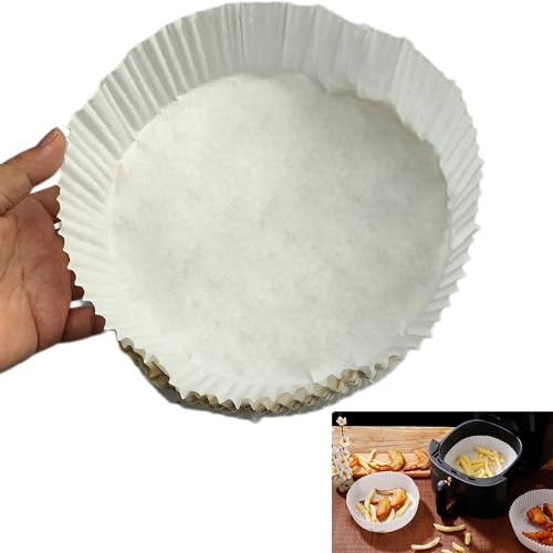 Syiyunran Air Fryer Papier Cuisson - 100 Pièces, 20 cm Orbicular Baking Paper, Anti Adhésif Imperméable Résistant L'huile Parchemin Jetable Airfryer Moule Accessoires Papier Sulfurisé