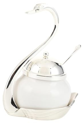 FLCPJGV Zuccheriera Ciotola per Sale Barattolo per condimenti Barattolo per condimenti a Forma di Cigno Zuccheriera per bancone della Cucina di ristoranti di, Argent