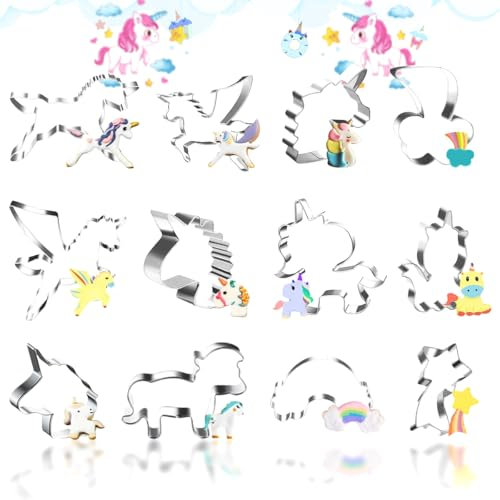 Emporte Piece Enfant,12 Pièces Emporte Piece Patisserie Noël en Acier Inoxydable,DIY Cookie Cutters Animaux Gâteau Fondant Cookies,Emporte Piece Biscuit pour Décoration Pâques Noël