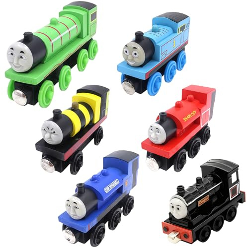 NIEEKRUN Train Car,6PCS Mini Train Model Pull Back Tho Friends Vehicles Set Cast Car Set Small Pull Back Vehicles Inertia Car Friction Powered Educational for Kids Gift