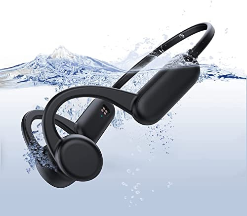 Generico Cuffie a conduzione ossea con microfono Cuffie da nuoto Bluetooth 5.2, cuffie impermeabili IPX8 Memoria 32G per riprodurre musica e parlare, 10 ore per la corsa in bicicletta