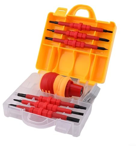 Set di cacciaviti a cricchetto con design isolato e punte intercambiabili per elettricisti, strumento affidabile ed efficiente