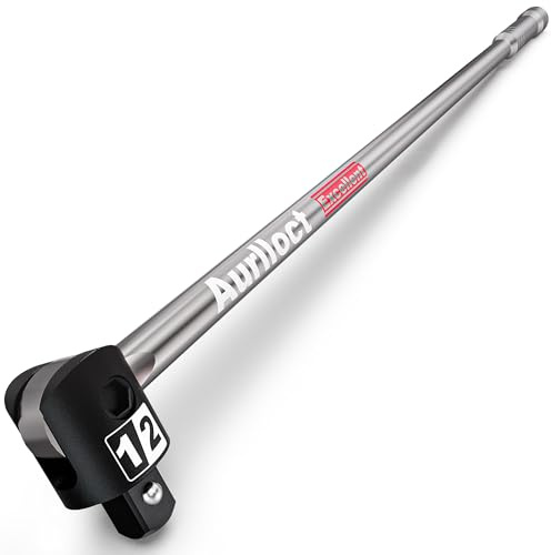 Aurlloct 1/2 Drive Heavy Duty Extension Breaker Bar, 81 cm Knuckle Breaker Flexi Bar, 250 Degree Pro Power Flexible Handle Breaker Bar, Socket Wrench, Wheel Nut Spanner for Automobile Maintenance