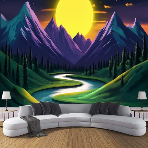 Berge Grasland Fototapete - Anime-Landschaft - Größe 400X280Cm (Breite X Höhe) Wandtapete Tapete, Wandbild Wandtattoo Dekoration - Tapete, Kinderzimmer, Kindertapete
