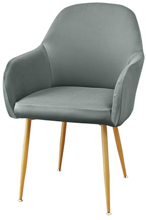 DEZYPZAM Fundas Sillas de Comedor, Funda para Silla de Comedor Elástica Impermeable con Reposabrazos, Cubiertas para Sillas Respaldo Curvo (Gris Claro,Paquete de 6)