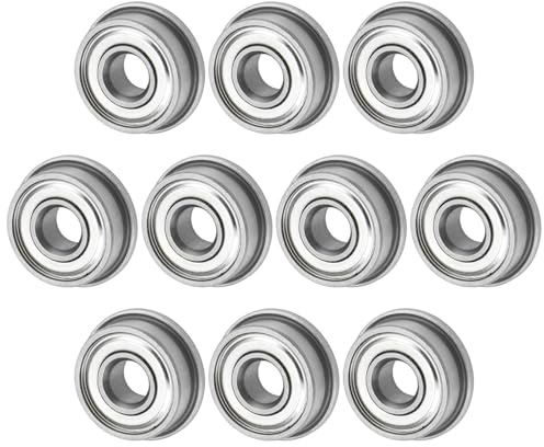 M METERXITY 10-Pack F694ZZ Flanged Ball Bearing, 4 x 11 x 4mm Double Metal Shielded Chrome Steel (GCr15) Flange Rip Bearings for Wheelbarrow/Printer/Fax Machines/Power Tools