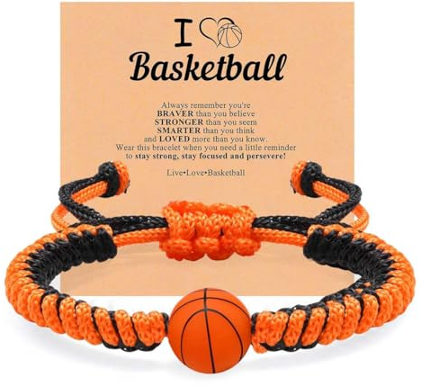 ARHZ 1 artículo cuerda negra y naranja + pulsera trenzada de baloncesto, regalos de Pascua para niños de 5 a 12 años
