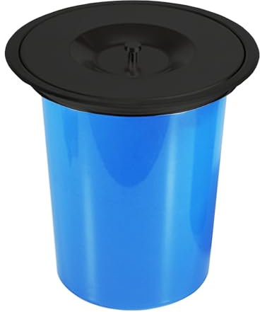 JTWWDM Cubo de Basura Empotrado para Encimera con Tapa Acero Inoxidable, Cubo de Basura Redondo Que Ahorra Espacio, Cubo de Plástico Integrado para Cocina Cafetería Oficina,Negro,8L