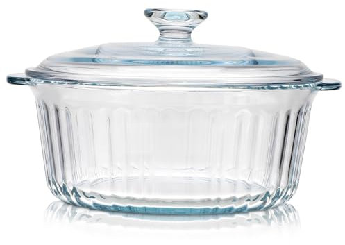 iplusmile Round Covered Casserole Dish High Borosilicate Glass Cookware for Safe Cooking Deep Baking and Elegant Serving Versatile Round Glass Dish with Lid for Stewing and Braising