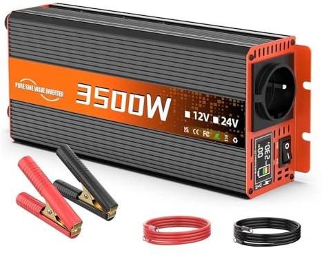 Convertisseur Voltmètre LED 3500 W 12 V CC vers 220 V CA 50 Hz Prise UE Transformateur À Onde Sinusoïdale Onduleur Puissance