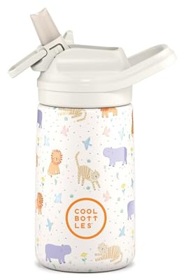 Cool Bottles - Botella Agua Acero Inoxidable Niños, Botella Térmica (+3 años) - Bebidas Frías 36 Horas y Calientes 18 Horas - Roar Time 350ml