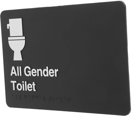 HEALLILY Cartello Bagno Nero con Braille Indicazione Semplice e Materiale Abs Adesivo per Toilette Unisex Segnaletica Wc Funzionale