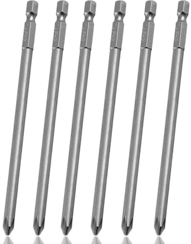 HaoTrade 6Pcs Long Phillips Driver Bits, Magnetic Cross Screwdriver Bits | 1/4 Hex Quick Change Phillips Bits Fit Impact Driver, S2 Steel, PH1 PH2 for Electric Appliance Furniture Car Bike Repair
