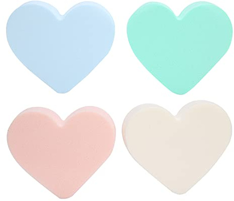 NDiyueAa Natürliches Make-up-Schwämme-Set, herzförmig, umweltfreundlich, nass und trocken, doppelt verwendbar, für Foundation Blush BB Cream, weiche Textur, ungiftig,
