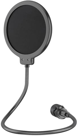 LINCO Professional Microphone Pop Filter Shield For Blue Yeti and Any Other Microphone, Dual Layered Wind Pop Screen With A Flexible 360 Degree Gooseneck Crab Clamp Stabilizing Arm (PF1502)