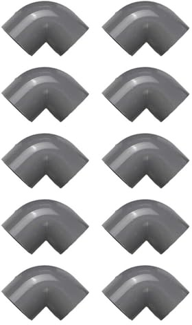 Lecreatekit Raccordo per tubi in PVC-U 90°, diametro 50 mm, connettore a gomito per sistemi idrici, grigio, confezione da 10 pezzi, pressione di esercizio 10 bar