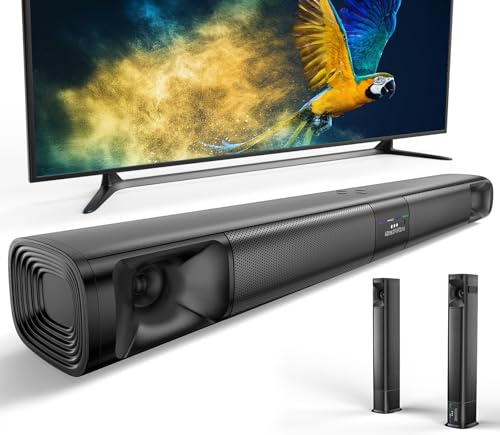 Saiyin 2-in-1 Detachable Sound Bar for TV, 80W Speaker for Smart TV | Bluetooth Soundbar for TV/PC/Gaming,With Bluetooth 5.3/Optical/ARC/AUX