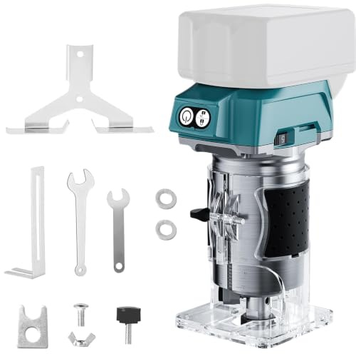 Cordless Wood Router Trimmer for Makita 18V Battery(Tool Only),Compact Trimmer Palm Router,800W /30,000 RPM,5 Speeds Trim Router Tool for Woodworking with Linear Guide and Wrench