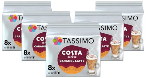 Tassimo Costa Caramel Latte Coffee Pods x8 (Pack of 5, Total 40 Drinks)