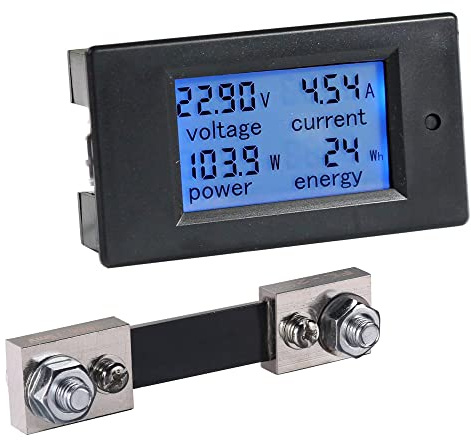 bayite DC 8-100V 0-100A LCD Display Digital Current Voltage Power Energy Meter Multimeter Ammeter Voltmeter with 100A Current Shunt