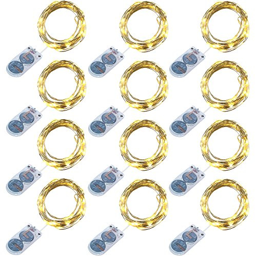 30er Micro LED Lichterketten mit Batterie,RcStarry(TM) 12er stück 10Ft/3M 30 LED Silberdraht Lichterkette Dekoration für Terrasse, Garten, Weihnachten, Hochzeit, Warmweiß - [Energieklasse A+]