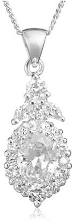 Tuscany Silver Damen Rolokette Mit Anhänger Sterling Silber Tropfen Weiß Zirkonia 46cm/18'