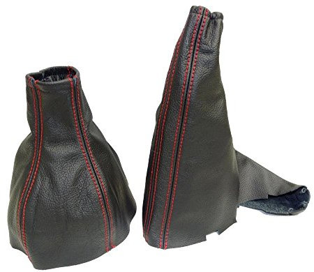 Für Opel Vauxhall Astra G Mk4 Astra Coupe 1998–05 Leder Manuell Gear Handbremsmanschette schwarz Naht rot