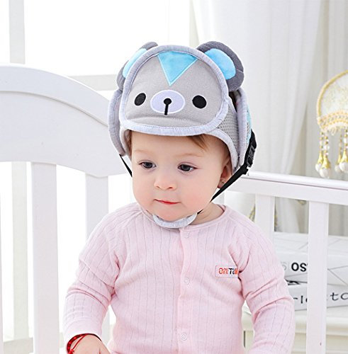 Hillento Baby Schutzhelm, Säugling Kleinkind Kinder Anti-Kollisionskopf Schutzkappe, verstellbare Geschirre Kopfschutz Keine Unebenheiten Kopfpolster Schutzhelm, Bär