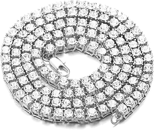 Halukakah Herren Goldkette Tenniskette für Männer ● ELITE ● Iced Out Design, 5.5MM, Verfügbar in 18 Karat Echtgold/Platin Weißgold/Rhodium Schwarz Überzogen, Handgefertigte Labordiamanten Zieren Dieses Halsband Halskette Armband