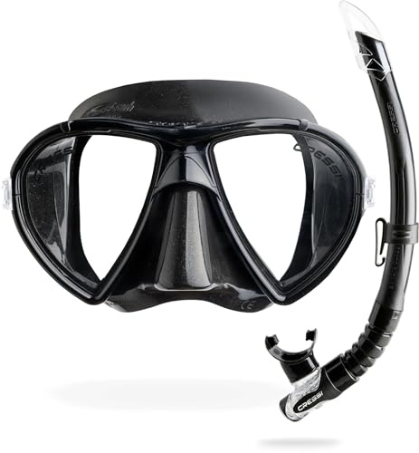 Cressi Unisex's Combo Ocean VIP Set mask Ocean & Snorkel Gamma, Black, One Size,WDM1000125